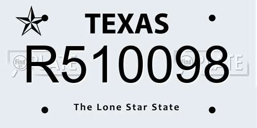 R510098 Texas License Plate