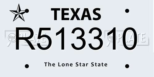R513310 Texas License Plate