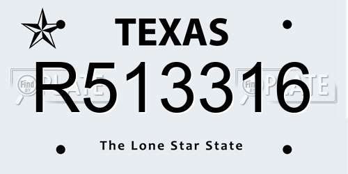 R513316 Texas License Plate
