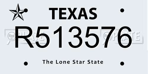 R513576 Texas License Plate