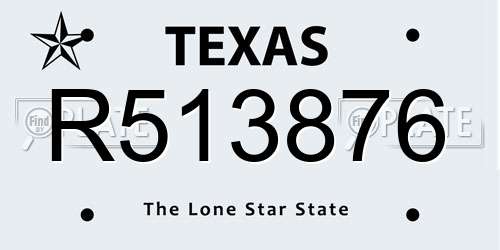 R513876 Texas License Plate