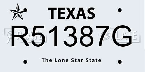 R51387G Texas License Plate