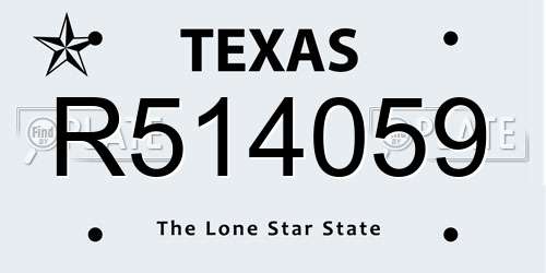 R514059 Texas License Plate