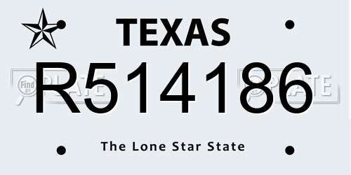 R514186 Texas License Plate