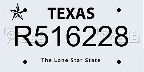 R516228 Texas License Plate