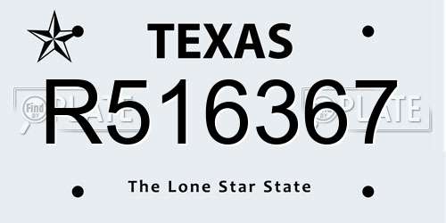 R516367 Texas License Plate