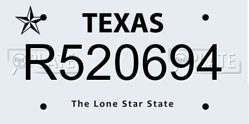 R520694 Texas License Plate