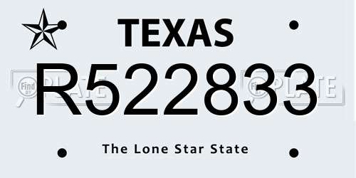 R522833 Texas License Plate