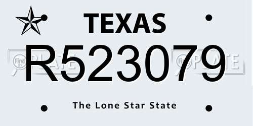 R523079 Texas License Plate