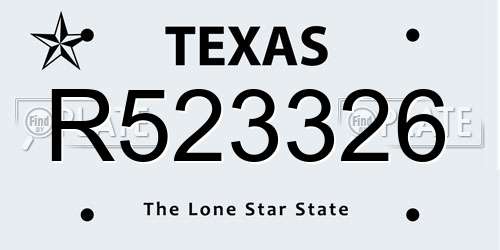 R523326 Texas License Plate