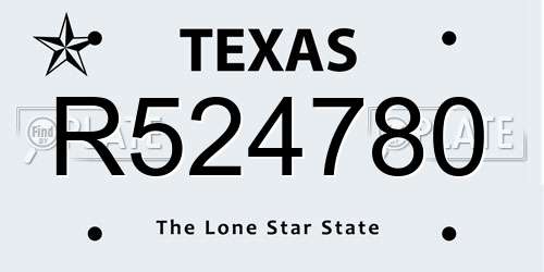 R524780 Texas License Plate