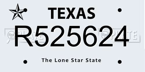 R525624 Texas License Plate