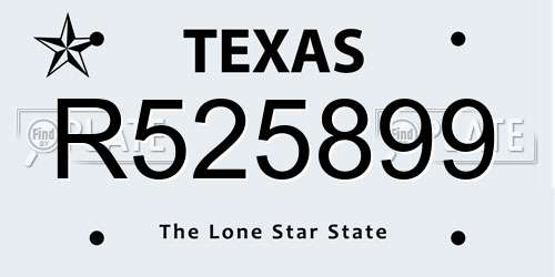 R525899 Texas License Plate