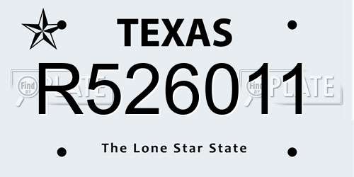 R526011 Texas License Plate