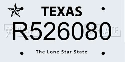 R526080 Texas License Plate