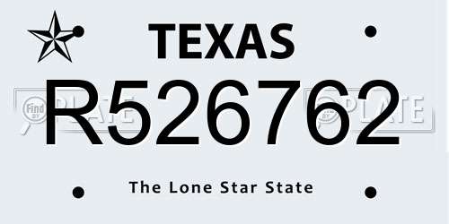 R526762 Texas License Plate