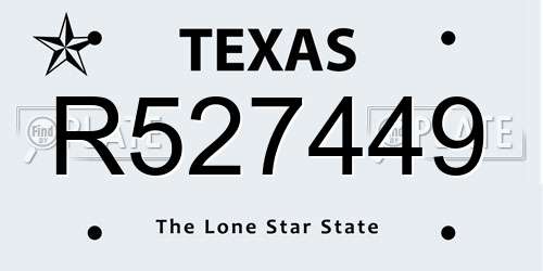R527449 Texas License Plate
