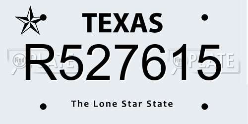 R527615 Texas License Plate