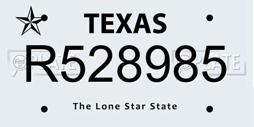 R528985 Texas License Plate