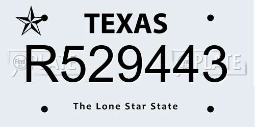 R529443 Texas License Plate