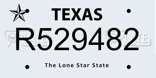 R529482 Texas License Plate