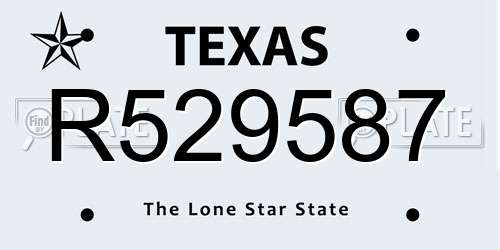 R529587 Texas License Plate
