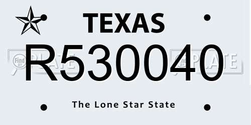 R530040 Texas License Plate