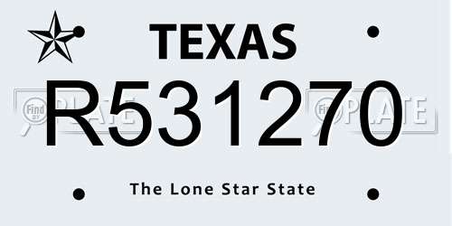 R531270 Texas License Plate
