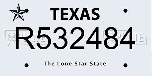 R532484 Texas License Plate