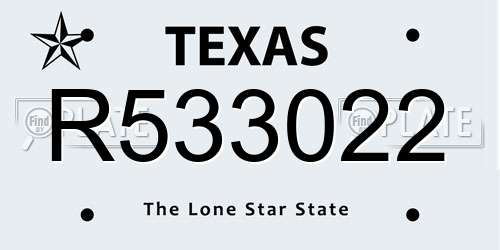 R533022 Texas License Plate
