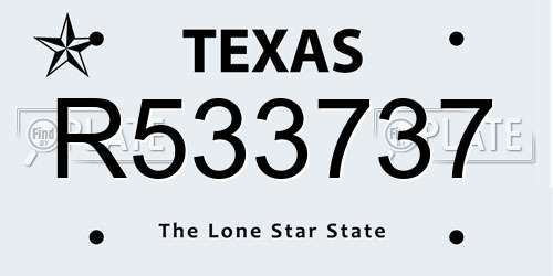 R533737 Texas License Plate