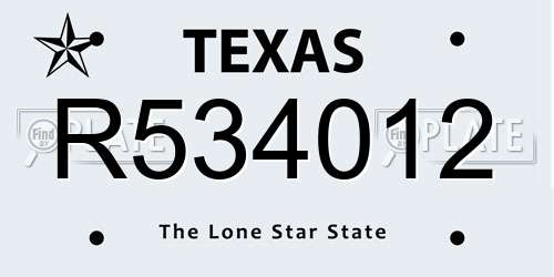 R534012 Texas License Plate