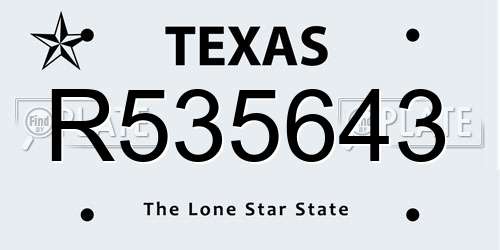 R535643 Texas License Plate