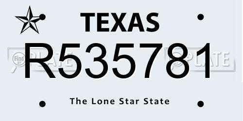 R535781 Texas License Plate