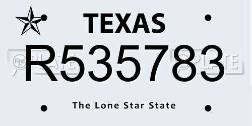 R535783 Texas License Plate