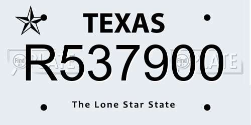 R537900 Texas License Plate
