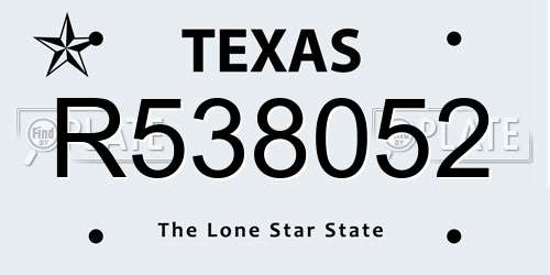 R538052 Texas License Plate