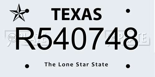 R540748 Texas License Plate