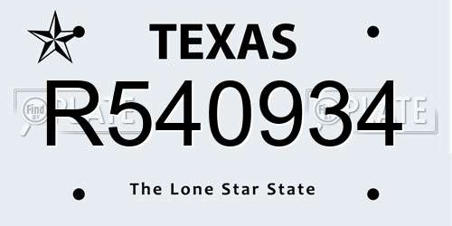 R540934 Texas License Plate