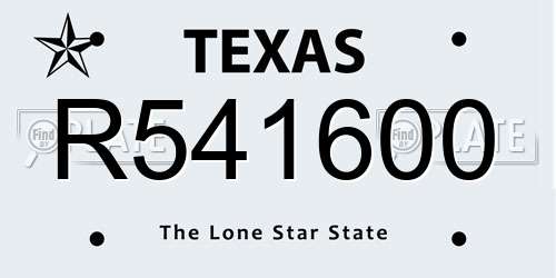 R541600 Texas License Plate