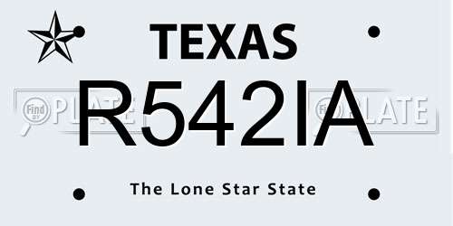 R542IA Texas License Plate