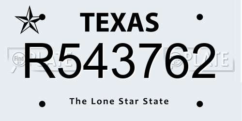 R543762 Texas License Plate