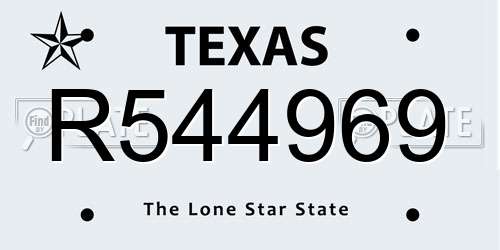 R544969 Texas License Plate