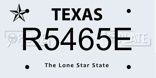 R5465E Texas License Plate