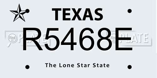 R5468E Texas License Plate