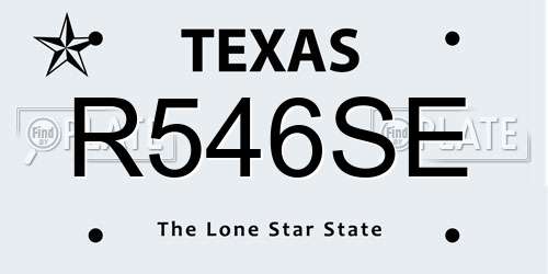 R546SE Texas License Plate