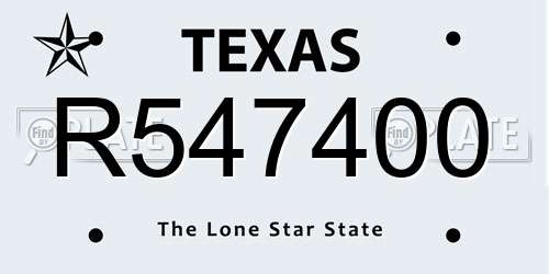 R547400 Texas License Plate