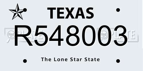 R548003 Texas License Plate
