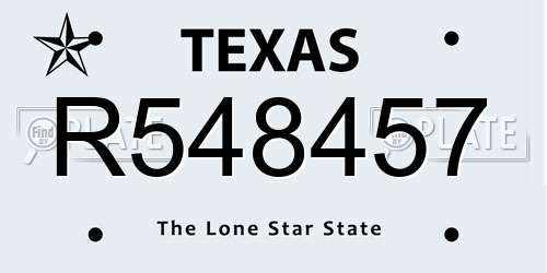 R548457 Texas License Plate