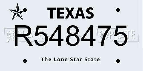 R548475 Texas License Plate